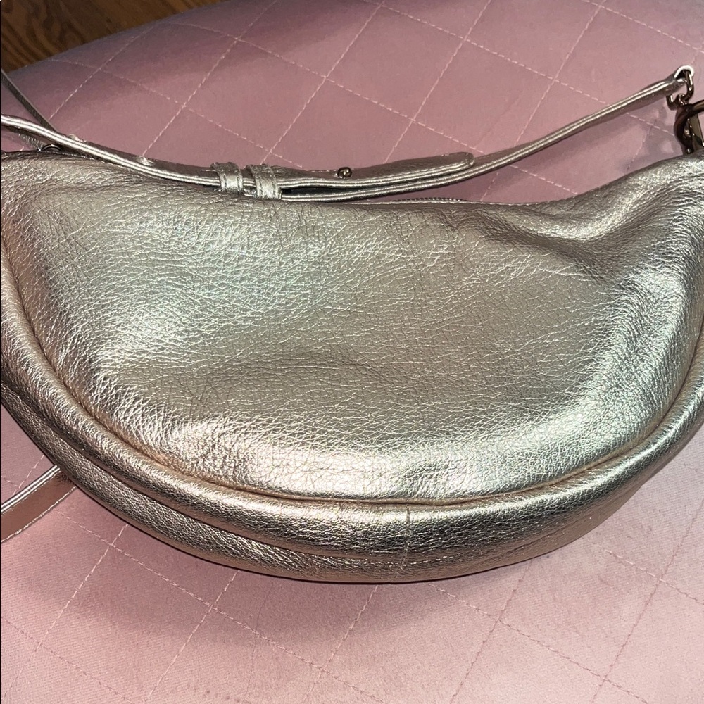 HOBO Metallic Rose Gold Crescent Hobo Shoulder Bag - Picture 7 of 9